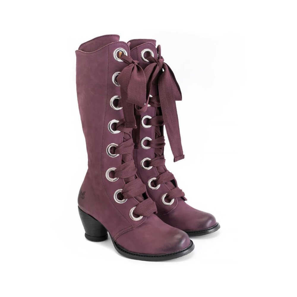 John Fluevog East End Adana mid-shin lace-up boot in purple